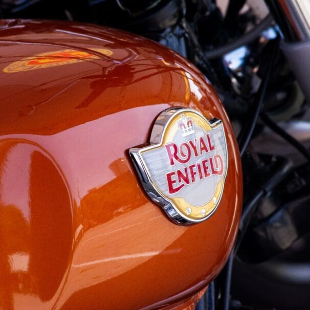 2019 Royal Enfield INT650 gas tank badging.