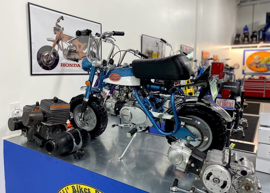 Honda Z50 compete in Lil' Bikes restoration's shop