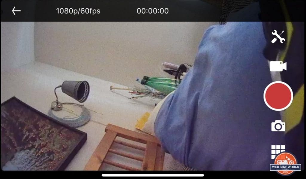 A real time view on a phone screen of what the Sena 10C Pro is viewing.