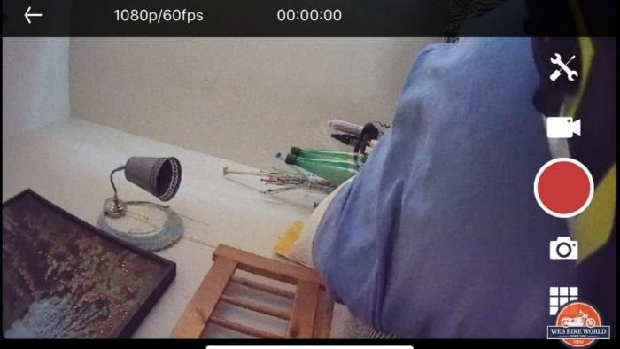 A real time view on a phone screen of what the Sena 10C Pro is viewing.