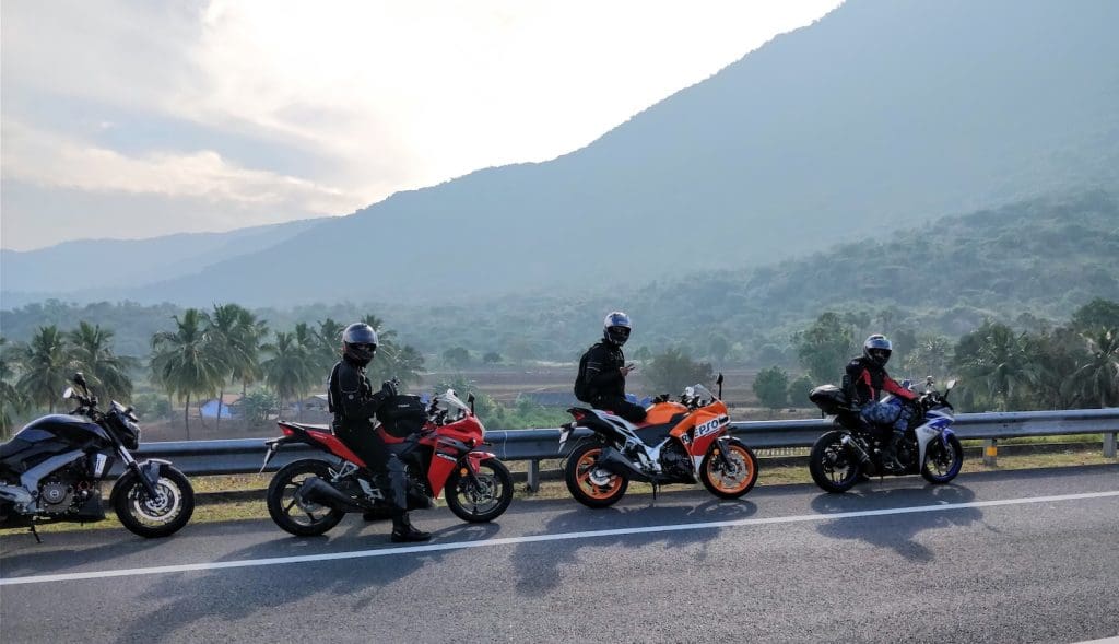 a group of motorcyclists