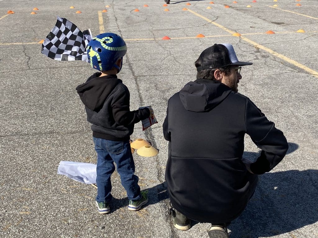 minibike flag waving kid