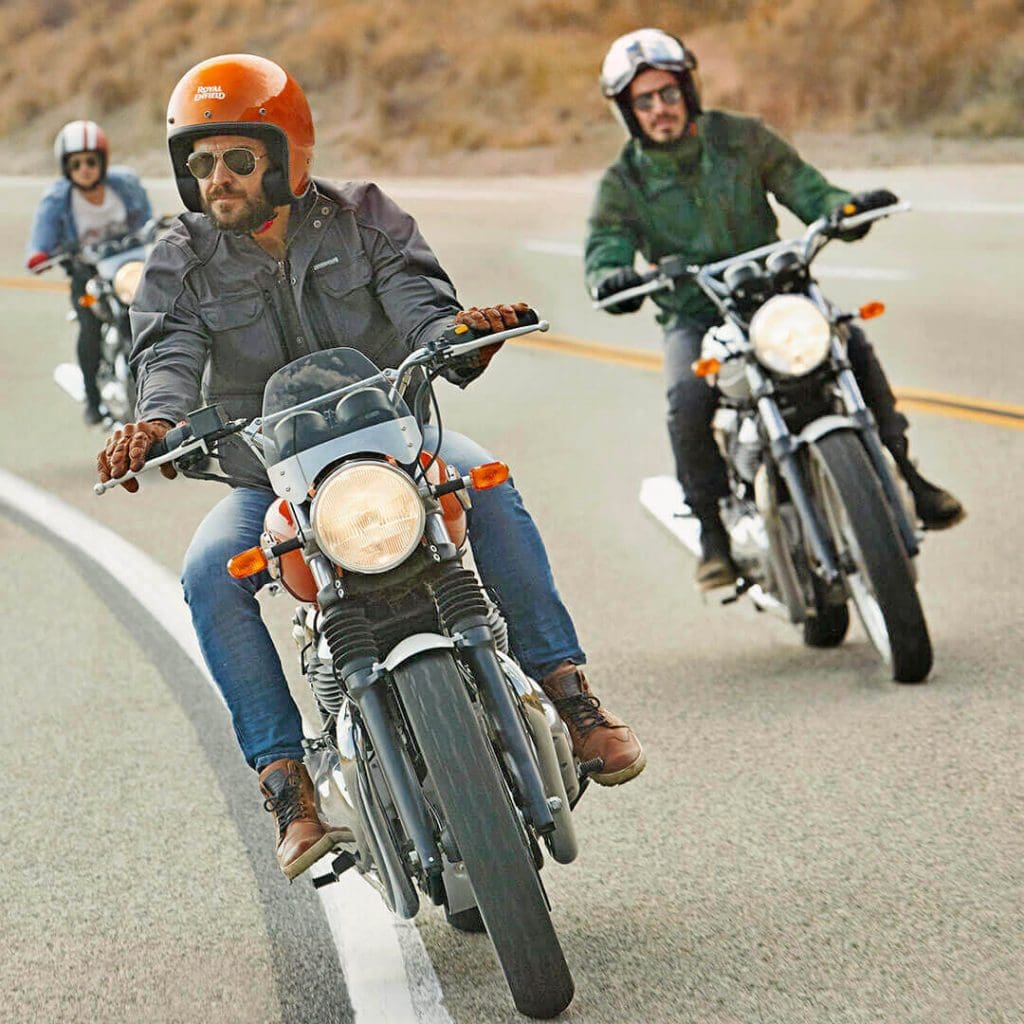 Photo from Royal Enfield of INT650's on the road