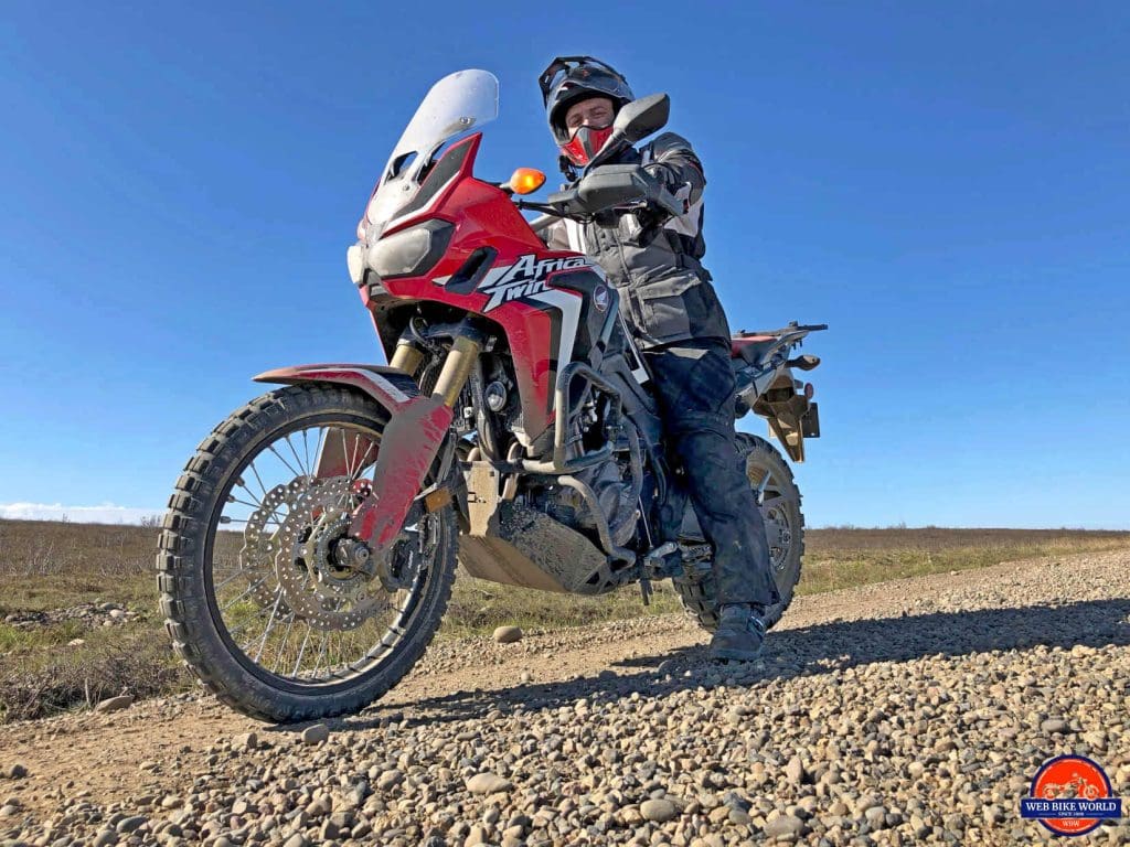 Me on a 2017 Honda Africa Twin on the Dempster Highway.