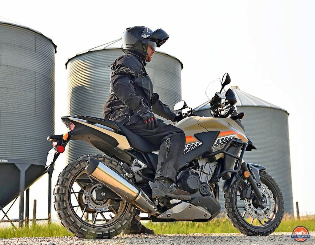 Me on a 2016 Honda CB500X outfitted with TKC80 tires.