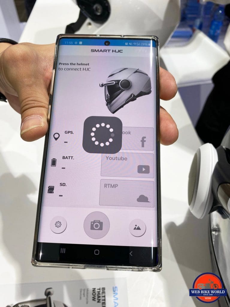 The HJC Camera Smart Helmet App.