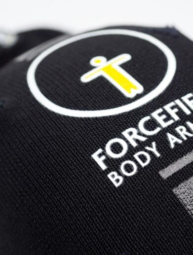 Forcefield AR Knee Protectors closeup of logo