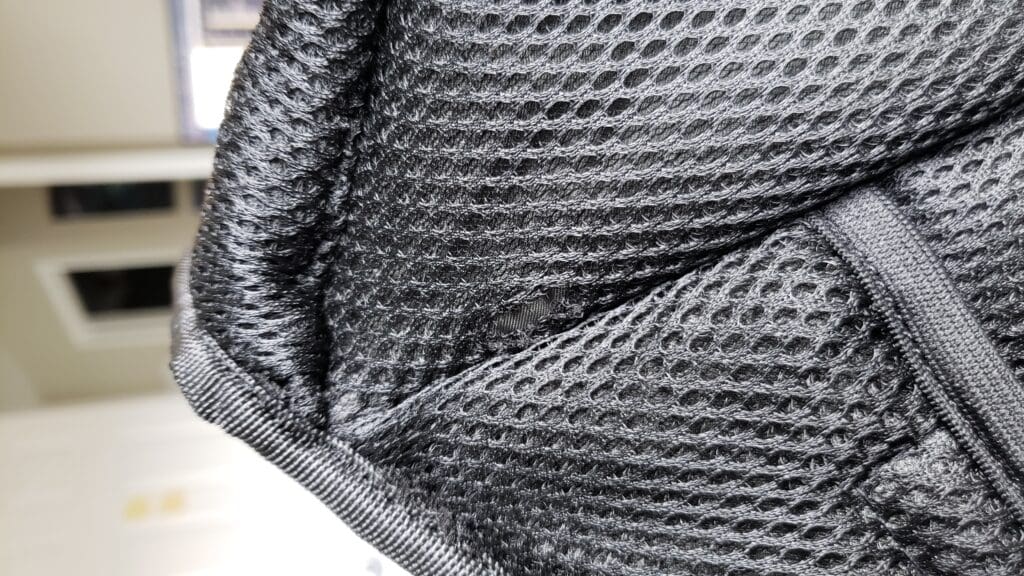 Torn mesh on viking bag