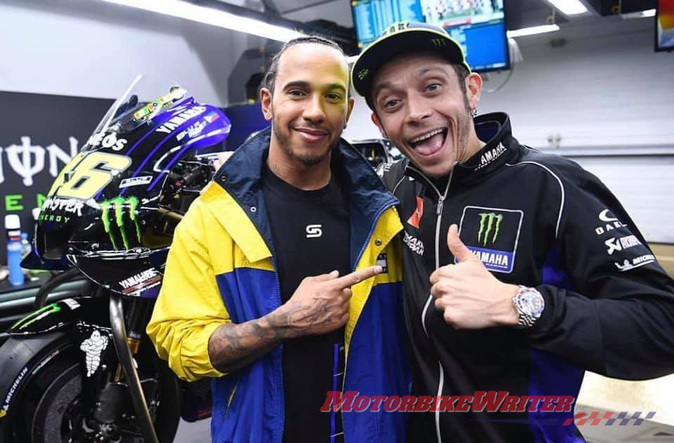 Valentino Rossi Lewis hamilton swap vehicles for race