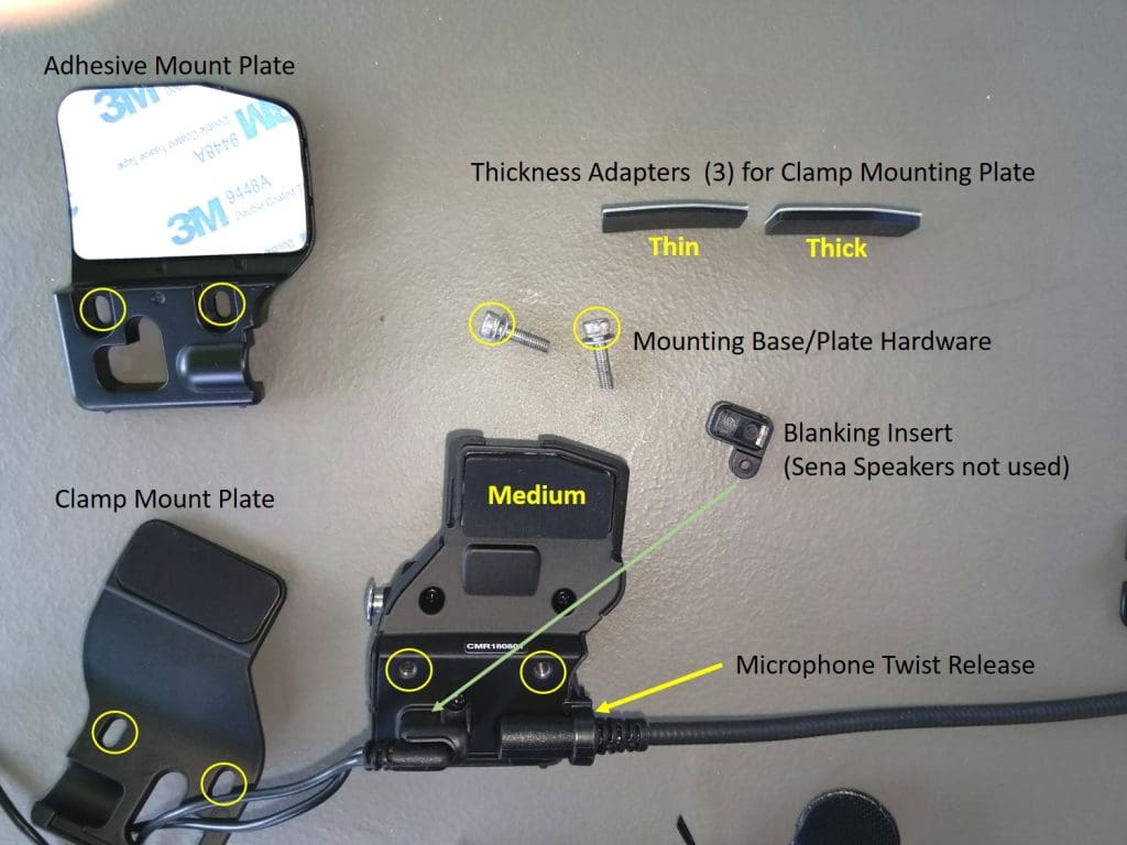 Sena 30K Base and Headset Components