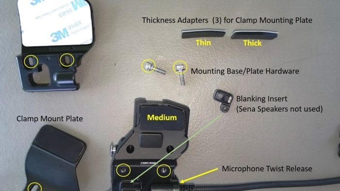 Sena 30K Base and Headset Components