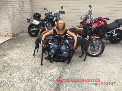 Annie Hendley Motorcycle Ride for Gumtree Greys Rescue greyhounds