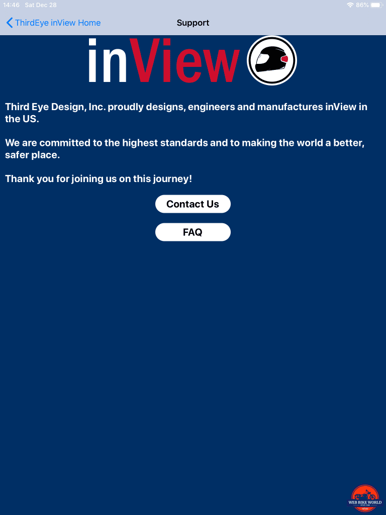 inView, App Screenshot, 7 of 7, support page