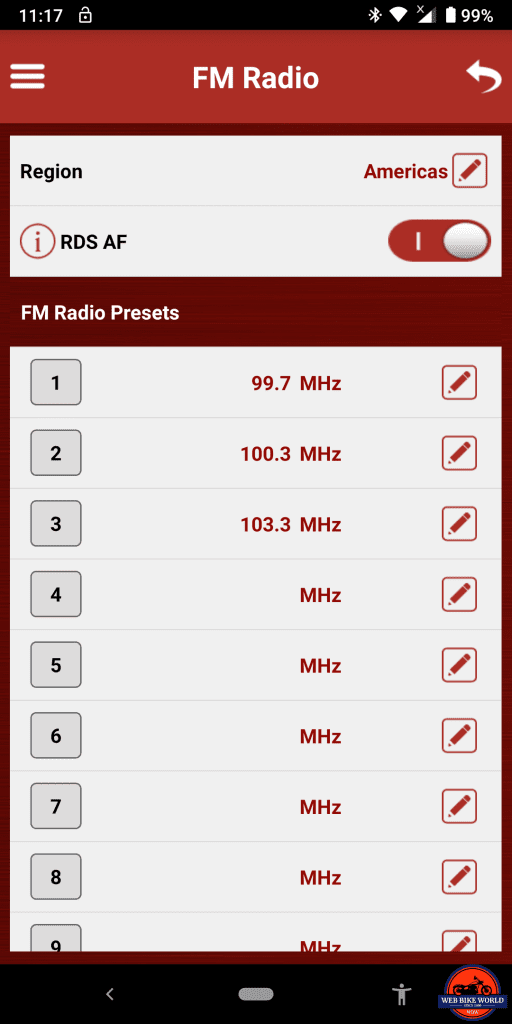 Sena SRL2 BT, Sena Utility App, FM Radio, Screenshots, 4 of 6