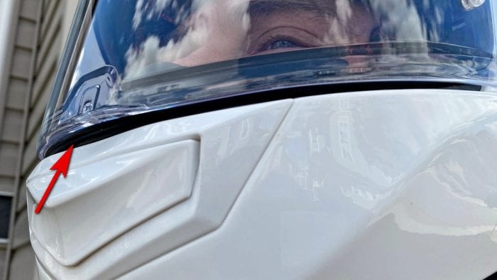 The Sedici Strada II helmet with visor cracked open The Sedici Strada II helmet with visor cracked open