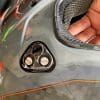 Damaged screw heads in the visor mount of the Klim Krios Pro.
