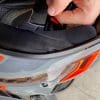 A blemish on the neckroll of the Klim Krios Pro helmet.