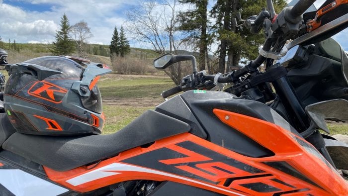 The Klim Krios Pro on a 2019 KTM 790 Adventure S. The Klim Krios Pro on a 2019 KTM 790 Adventure S.