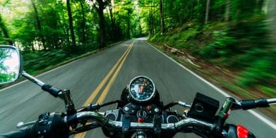 POV of riding motorcycle on road