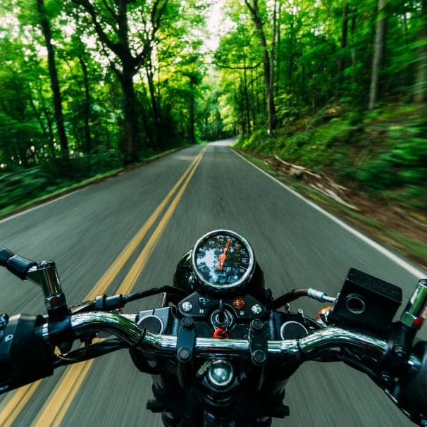 POV of riding motorcycle on road