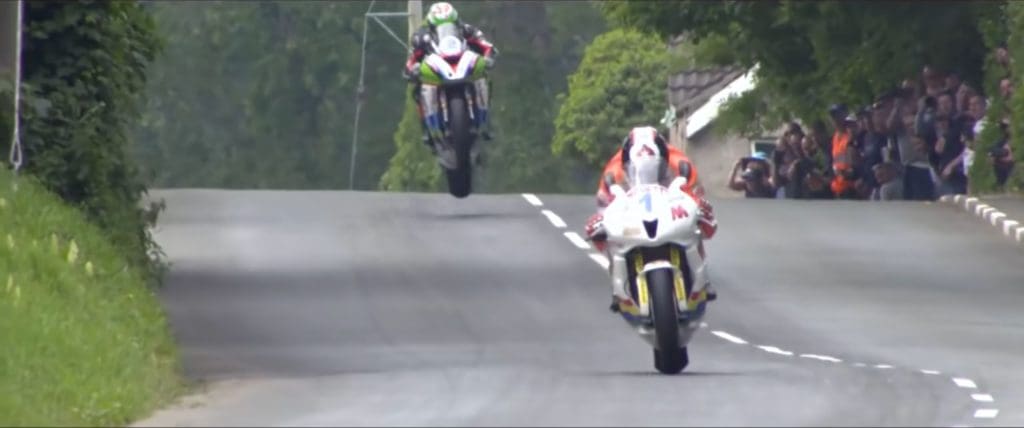 James Hillier pinning the throttle over Ballacraine Crest