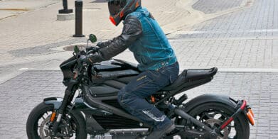 Me riding the LiveWire in the city.