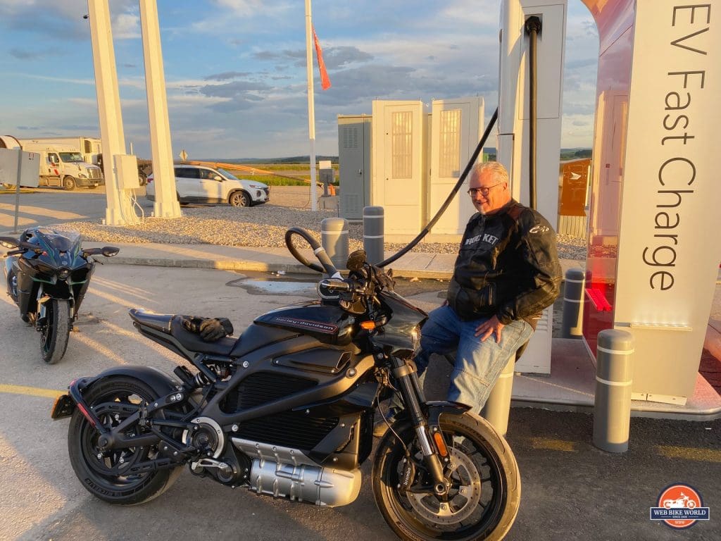 Greg fast charging the Harley Davidson LiveWire.