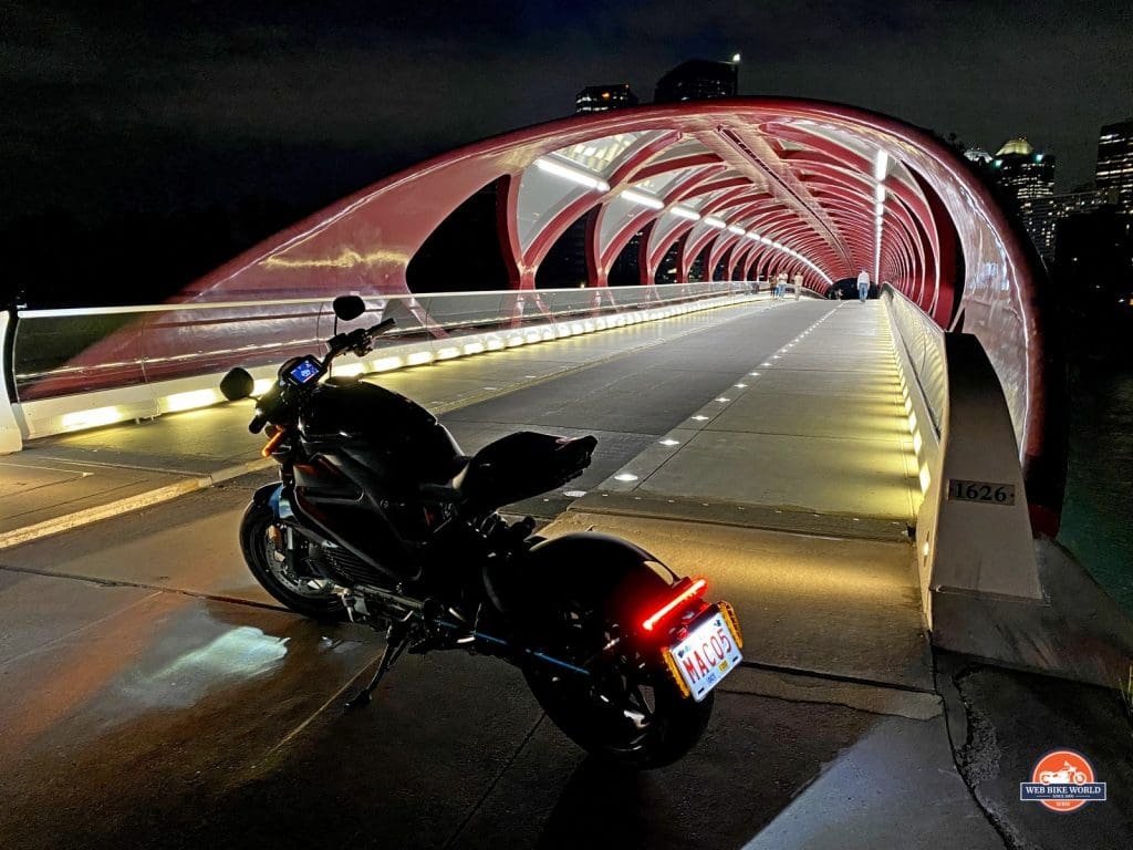 The Harley Davidson LiveWire in downtown Calgary.