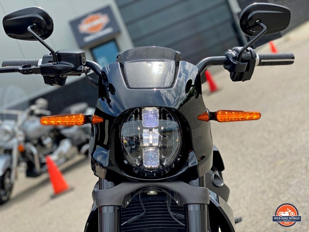 The Harley-Davidson LiveWire's headlight.