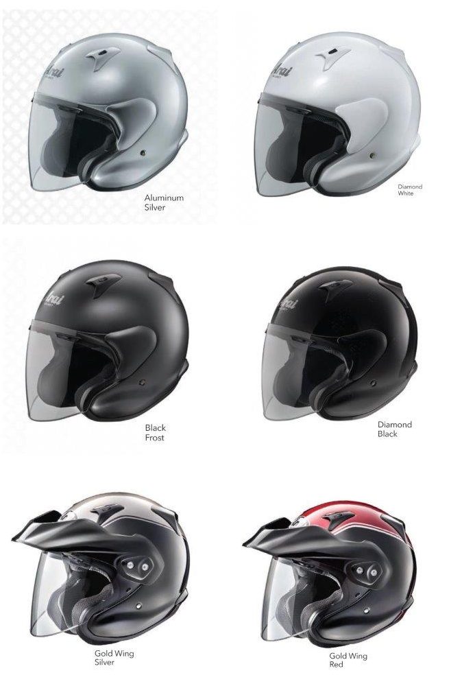 Various colour selections for Arai XC helmet