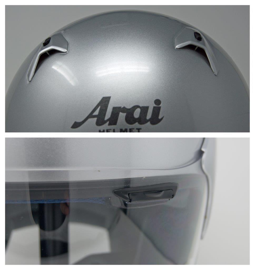 Top-mounted and brow vent on Arai XC helmet