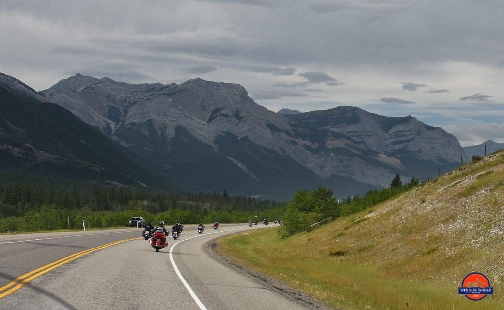 Highway riding in Alberta, Canada.