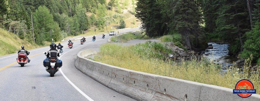 Motorcycles riding in British Columbia near Sparwood.