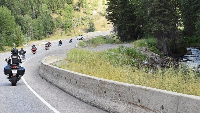 Motorcycles riding in British Columbia near Sparwood.