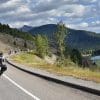 Motorcycles on the highway in Alberta, Canada.