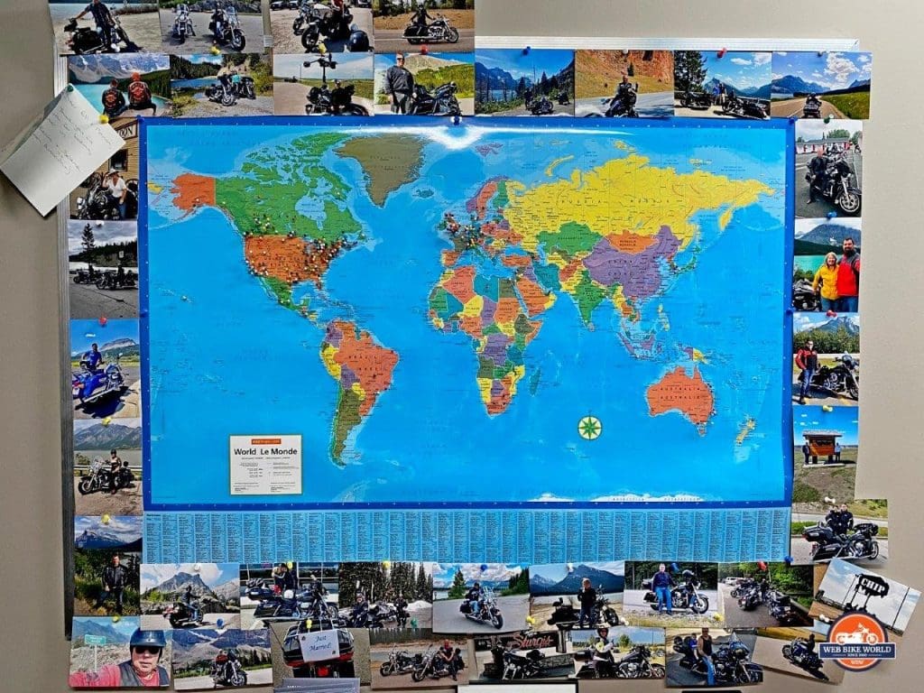 Calgary Harley's world map showing where visitors have come from.