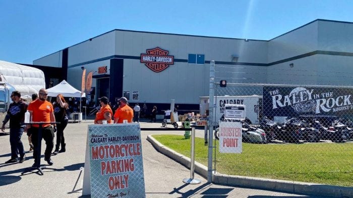 Calgary Harley Davidson during the Rally in the Rockies only allowed motorcycle parking in the lot.