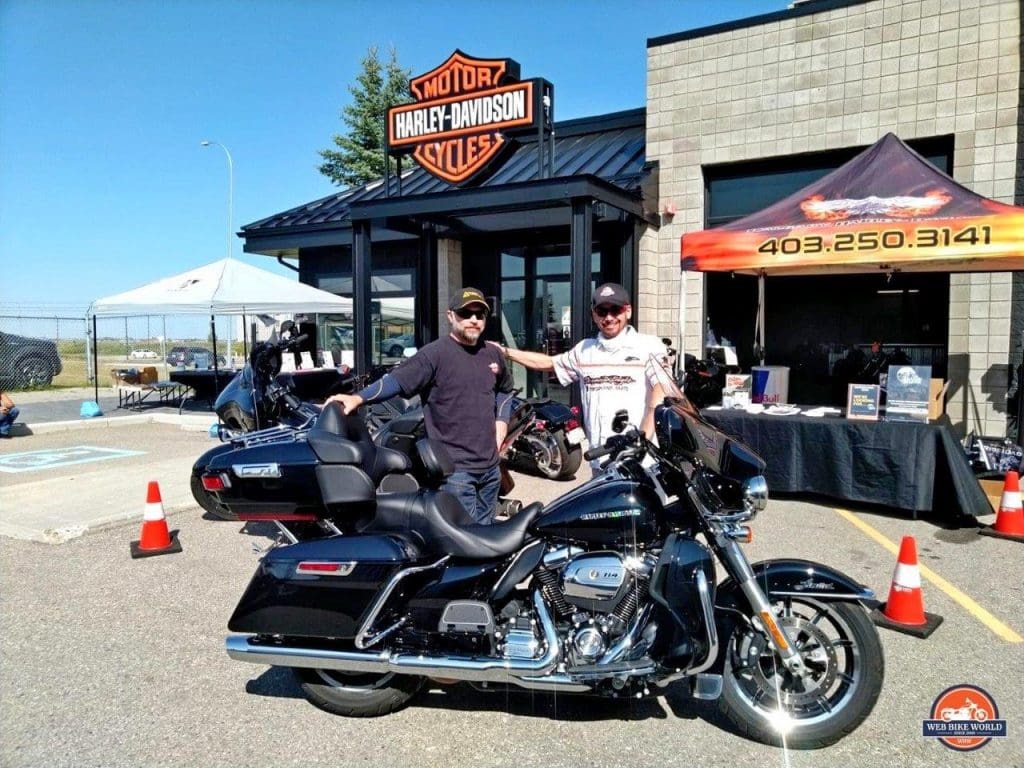 Jim Pruner and Paco Montes at Calgary Harley Davidson.