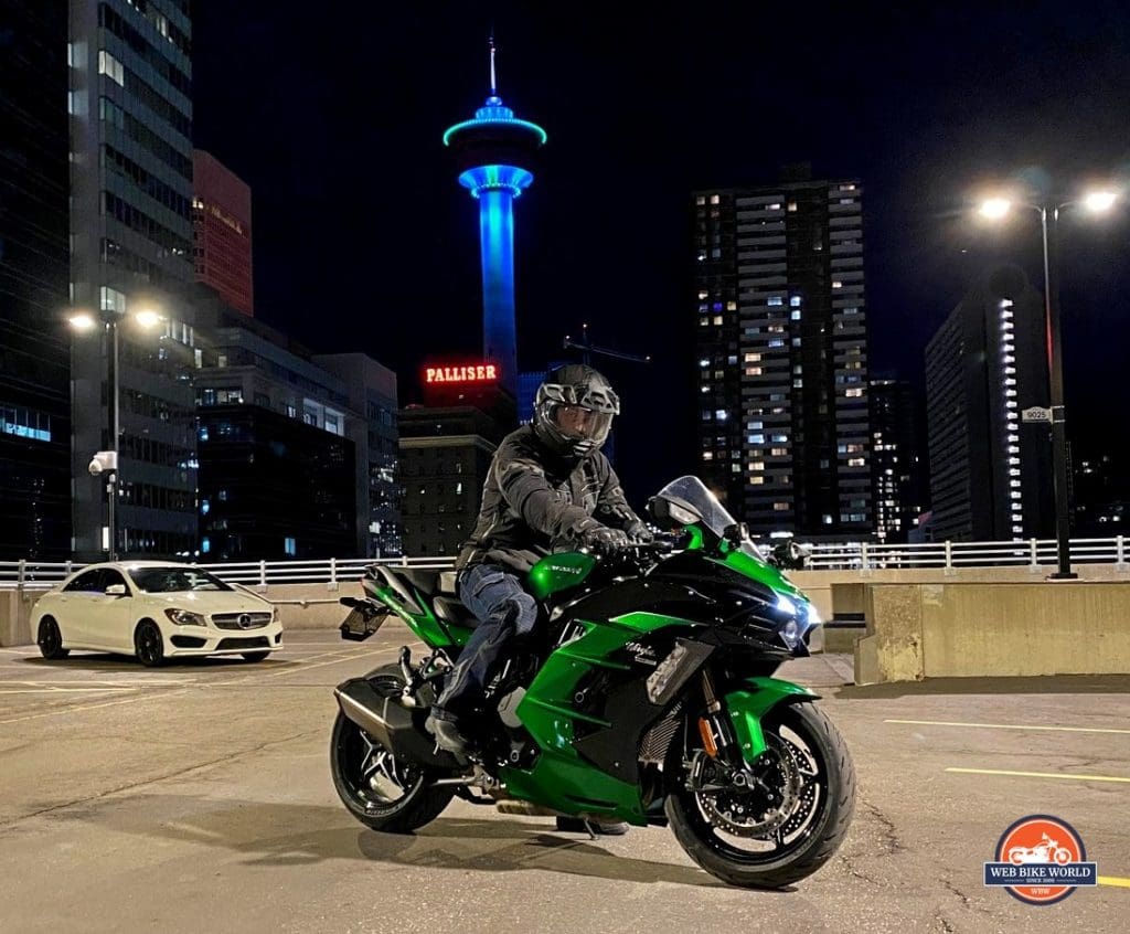 Rider on his Ninja H2SX SE.