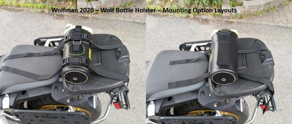 Wolfman Wolf Bottle on motorcycle