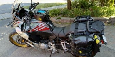 Photo of Wolfman Blackhawk Tank Bag, Expedition Saddle Bag, and Wolf Bottle Holster