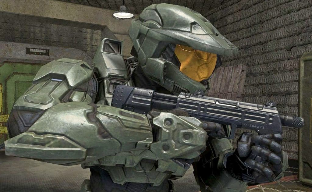 Photo of the Master Chief from the Halo video game.