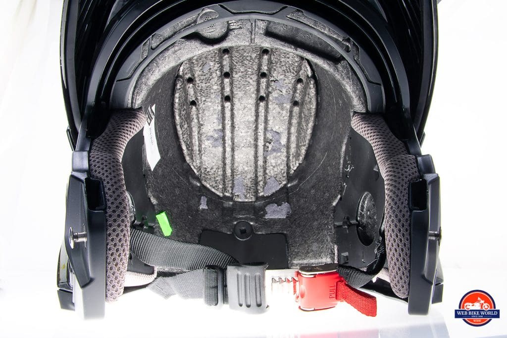 The inside air channeling of the Touratech Aventuro Traveller Carbon