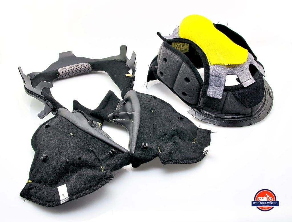 The internal comfort liner of Touratech Aventuro Traveller Carbon.