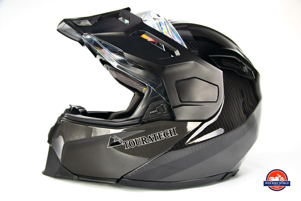 Side view of the visor on the Touratech Aventuro Traveller Carbon.