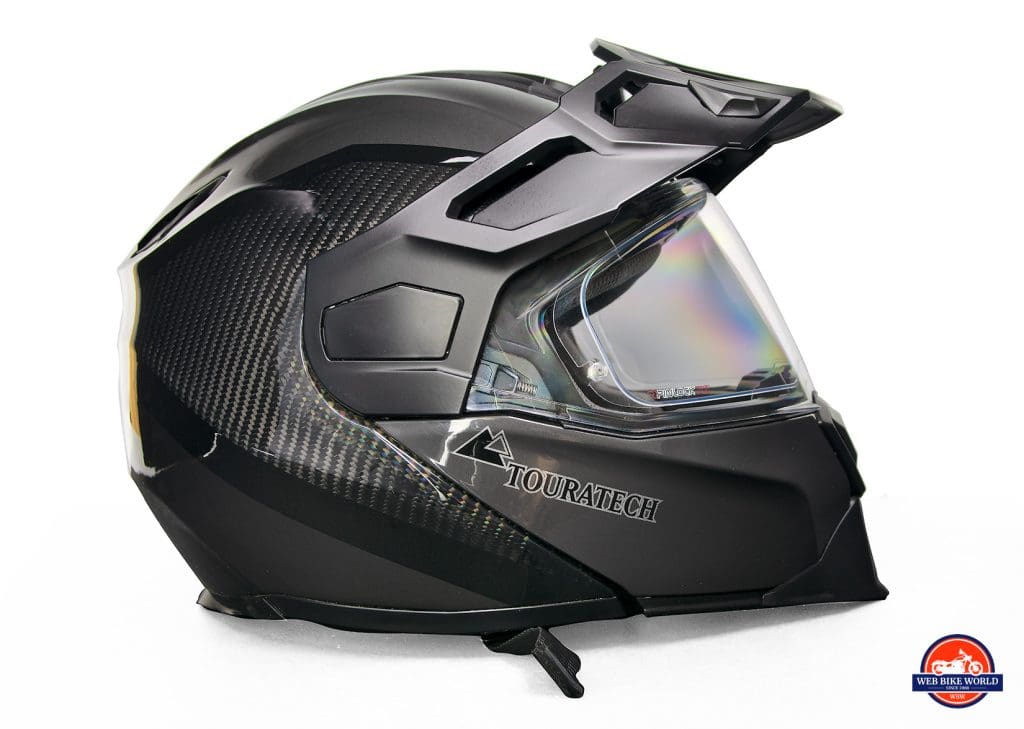 Side view of the Touratech Aventuro Traveller Carbon helmet.