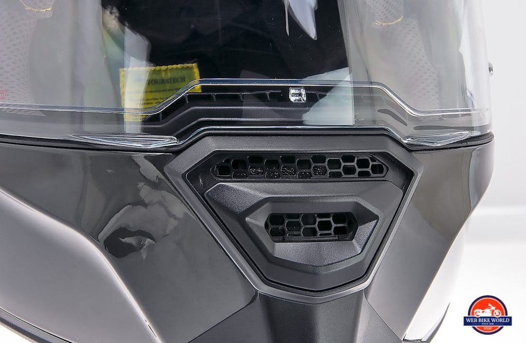 The open chinbar vent on the Touratech Aventuro Traveller Carbon