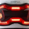 Brake Free Wireless Helmet Light mounted onto Sena helmet