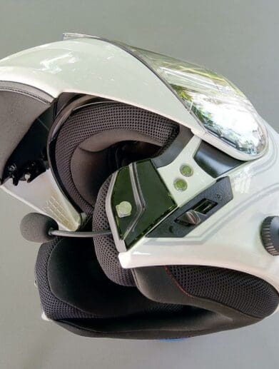 Angle view of Sena Outrush Modular Helmet