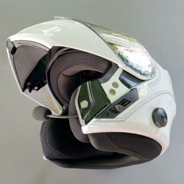 Angle view of Sena Outrush Modular Helmet